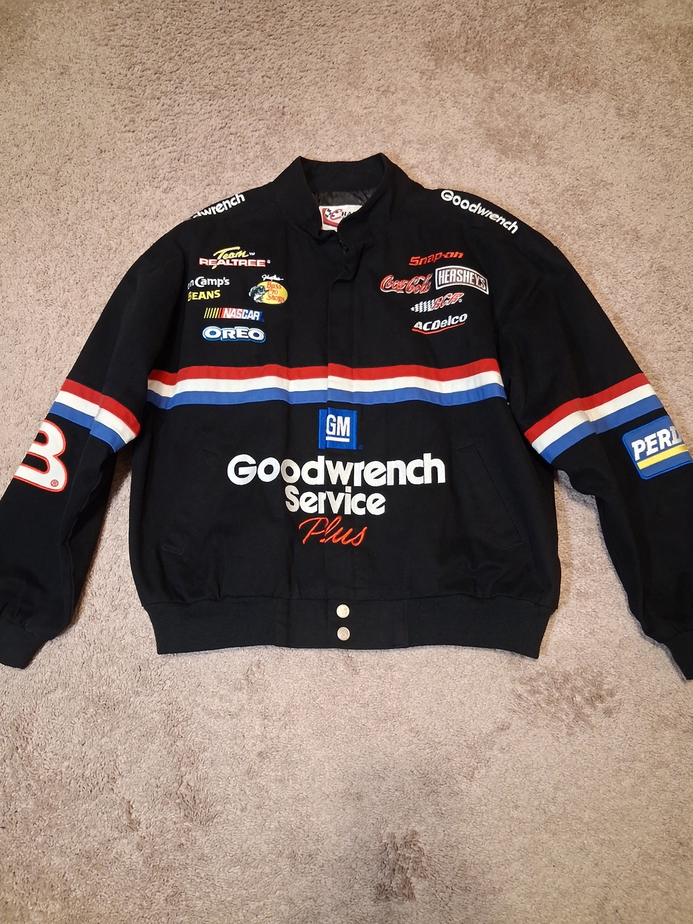 Vintage DALE Earhardt Chase Authentics Black Racing-Style Bomber Jacket